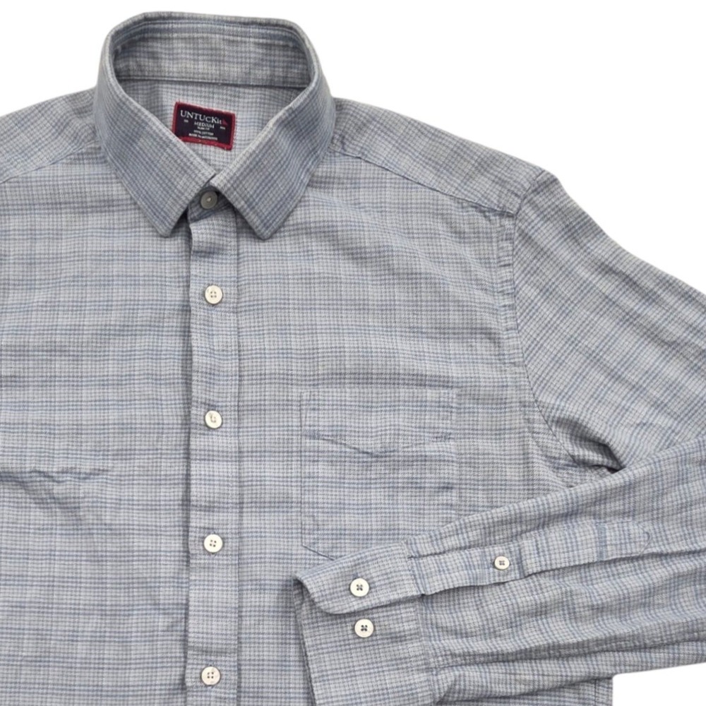 UNTUCKit Encosta Slim Fit Blue Check LS Flannel Shirt Mens Medium